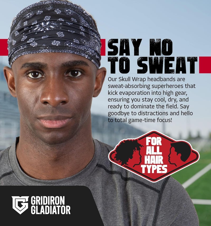 Gridiron Gladiator Football Bandana - Skull Headwrap, Sports Head Wrap for Men's Workout - Image 2